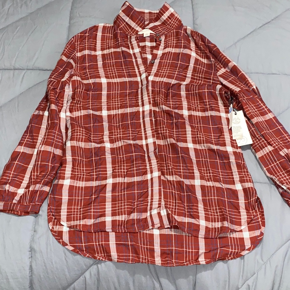 Treasure & Bond Rust Red Plaid Button-Down Shirt